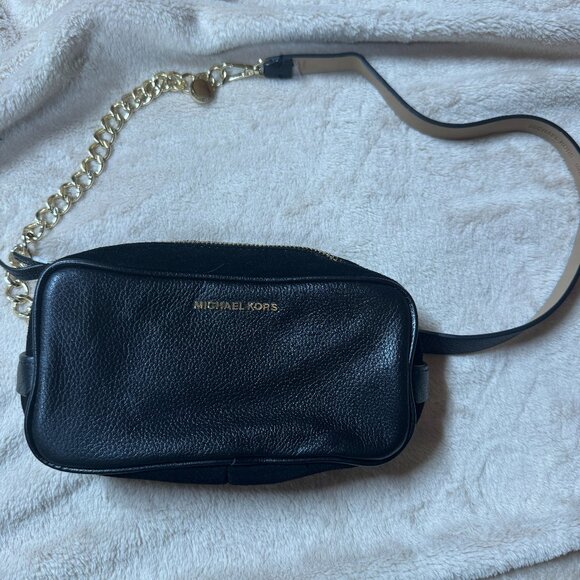 MICHAEL Michael Kors Pebble Leather Belt Bag With Chain Strap - Picture 1 of 12